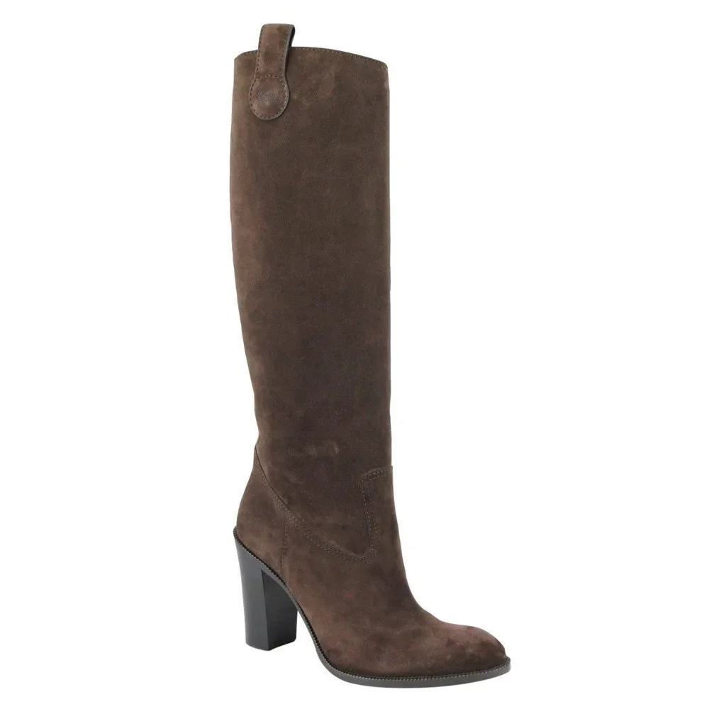 Gucci Brown Leather Suede Tall Knee Boots - Picture 1 of 8